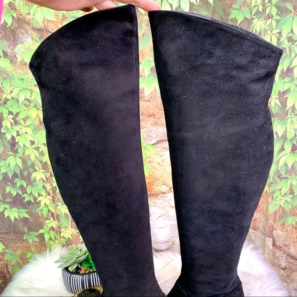 VINCE. Quiet Luxury Minimalist Blythe Black Suede Over the Knee Boots, 6M